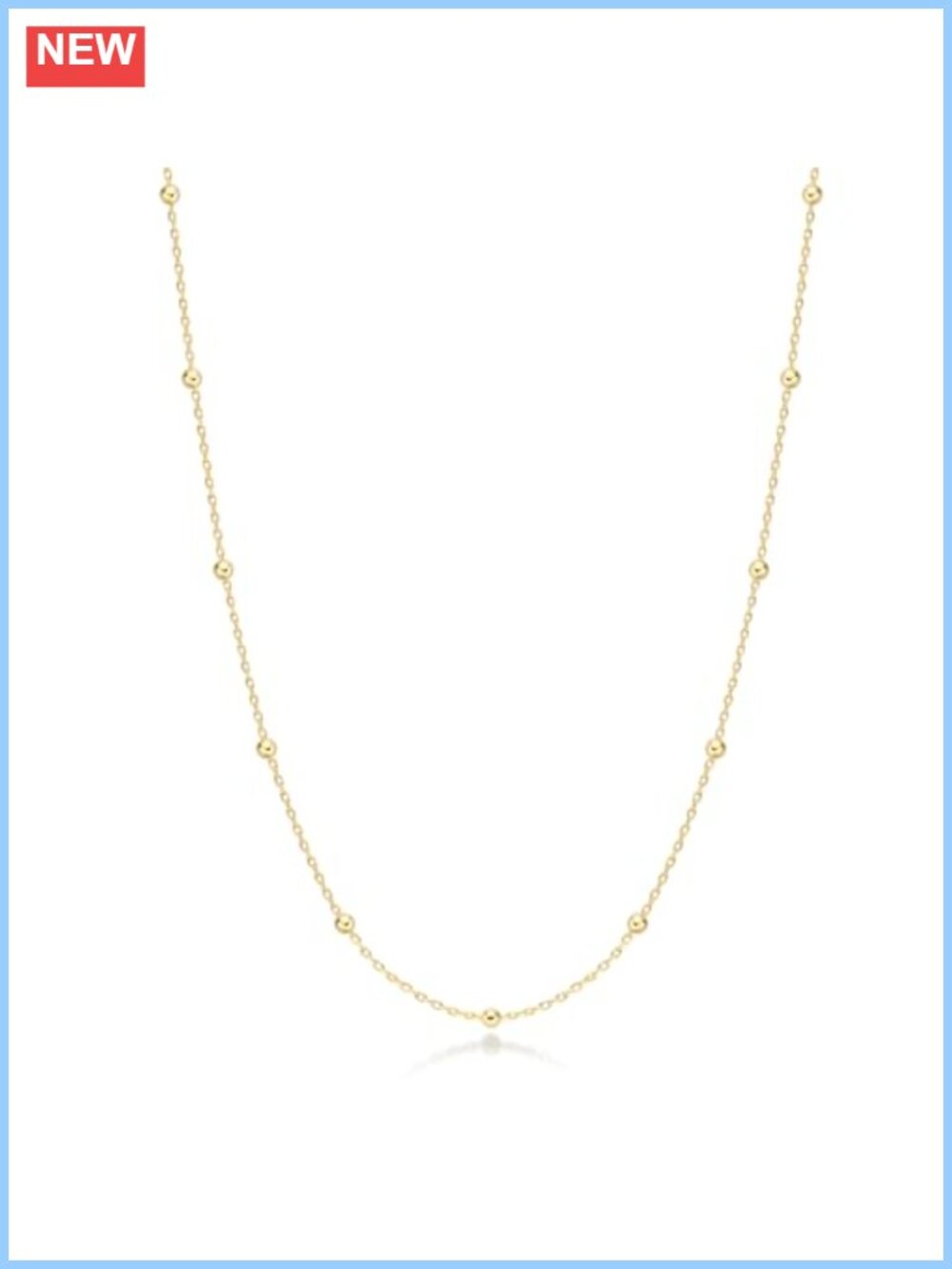 18K Gold Plated Beaded Chain Necklace 16 Inch Lobster Clasp Women